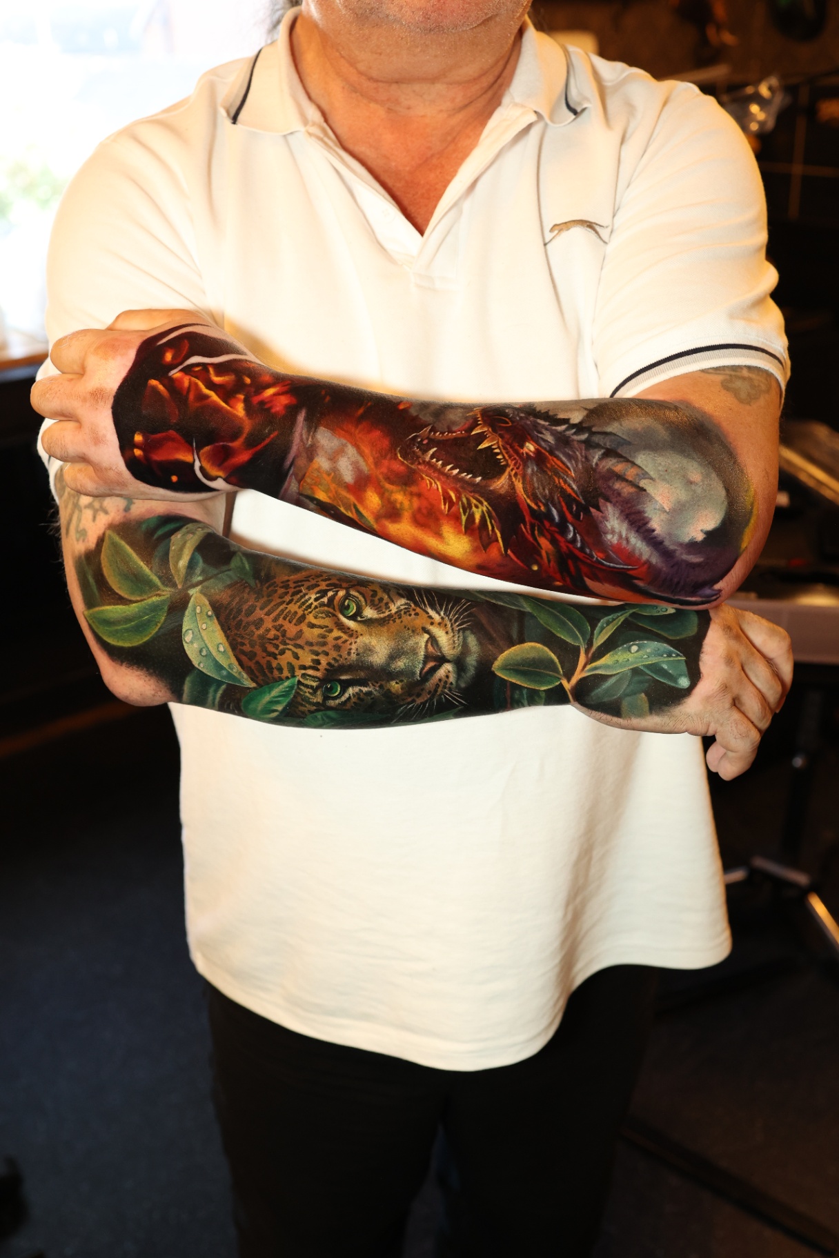 Fire & Jungle — tattoo by Dean Taylor
