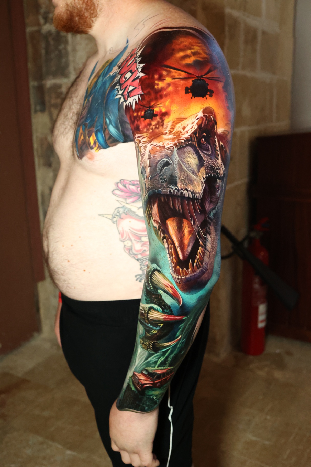 Jurassic Sleeve — tattoo by Dean Taylor